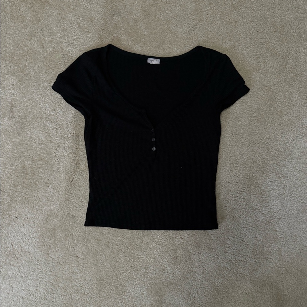 Black Buttoned Women's Top